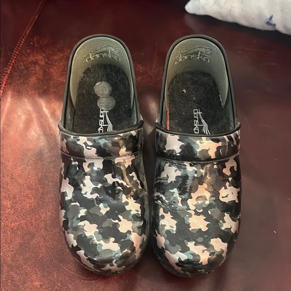 Dansko Black and Gray Slippers Comfortable Slip-On Design